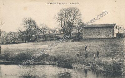 Carte postale ancienne Le Lavoir — Gorses (Lot)