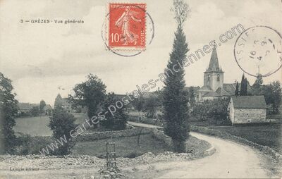 Carte postale ancienne Vue générale — Grèzes (Lot)