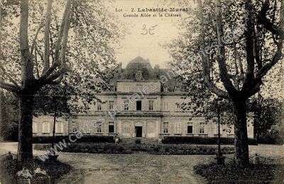 Carte postale ancienne Grande Allée et le Château — Labastide-Murat (Lot)