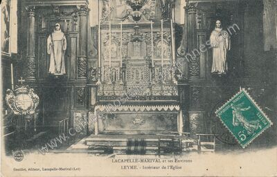 Carte postale ancienne Intérieur de l'Eglise — Leyme (Lot)