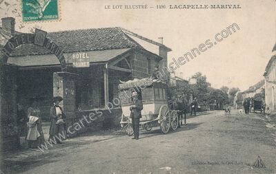 Carte postale ancienne Hôtel Brunet — Lacapelle-Marival (Lot)