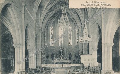 Carte postale ancienne Intérieur de l'Église — Lacapelle-Marival (Lot)