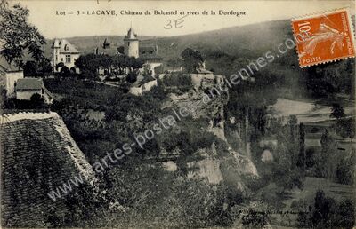 Carte postale ancienne Château de Belcastel et rives de la Dordogne — Lacave (Lot)