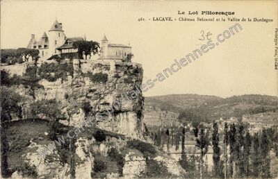Carte postale ancienne Château Belcastel et la Vallée de la Dordogne — Lacave (Lot)