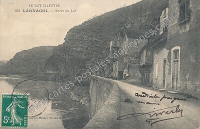Carte postale ancienne Bords du Lot — Larnagol (Lot)
