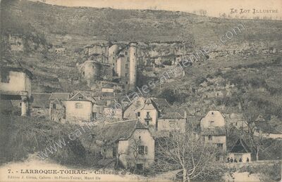 Carte postale ancienne Château et Bourg — Larroque-Toirac (Lot)