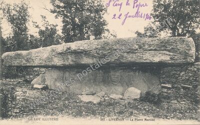 Carte postale ancienne La Pierre Martine — Livernon (Lot)