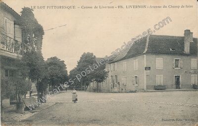 Carte postale ancienne Avenue du Champ de foire — Livernon (Lot)