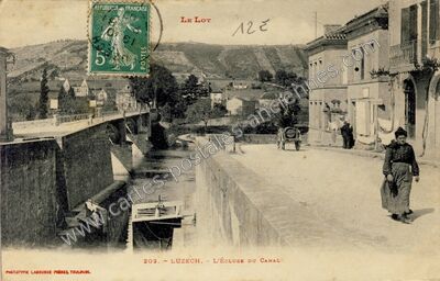 Carte postale ancienne L'Écluse du Canal — Luzech (Lot)