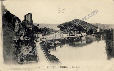 Carte postale ancienne Les Quais — Luzech (Lot)