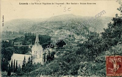 Carte postale ancienne La Ville et l'Oppidum de l'Impernal - Mur Gaulois - Ruines Romaines — Luzech (Lot)