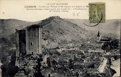 Carte postale ancienne Localité que Philippe le Bel engagea aux Anglais en 128 Certains historiens croient… — Luzech (Lot)