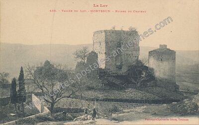 Carte postale ancienne Ruines du Chateau — Montbrun (Lot)