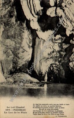 Carte postale ancienne Le Lac de la Pluie — Padirac (Lot)