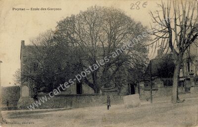 Carte postale ancienne Ecole des Garçons — Payrac (Lot)