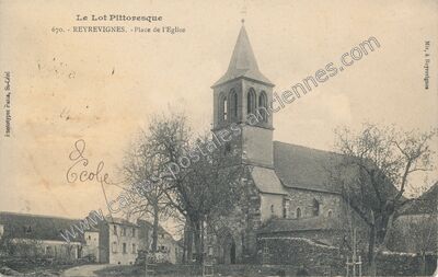 Carte postale ancienne Place de l'Eglise — Reyrevignes (Lot)