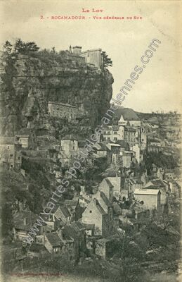 Carte postale ancienne Vue générale du Sud — Rocamadour (Lot)