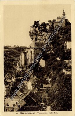 Carte postale ancienne Vue générale (Côté Est) — Rocamadour (Lot)