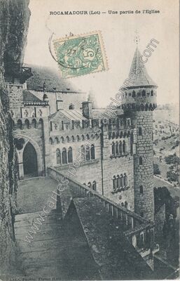Carte postale ancienne Une partie de l'Eglise — Rocamadour (Lot)