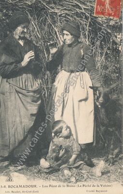 Carte postale ancienne Lou Pécat dé lo Bisino (Le Péché de la Voisine) — Rocamadour (Lot)