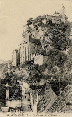 Carte postale ancienne Le Monastère et le Château — Rocamadour (Lot)