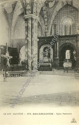 Carte postale ancienne Eglise Paroissiale — Rocamadour (Lot)