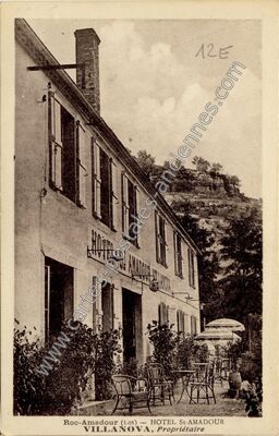 Carte postale ancienne HOTEL St-AMADOUR VILLANOVA — Rocamadour (Lot)