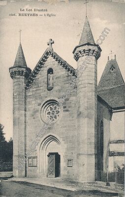 Carte postale ancienne L'Eglise — Rueyres (Lot)