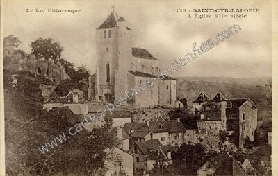 Carte postale ancienne L'Église XIIme siècle — Saint-Cirq-Lapopie (Lot)