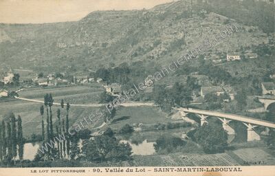 Carte postale ancienne Vallée du Lot — Saint-Martin-Labouval (Lot)