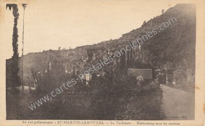Carte postale ancienne Le Lot pittoresque - La Toulzanie - Habitations sous les rochers — Saint-Martin-Labouval (Lot)