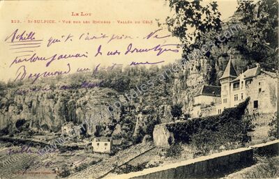 Carte postale ancienne Vue sur les rochers - Vallée du Célé — Saint-Sulpice (Lot)