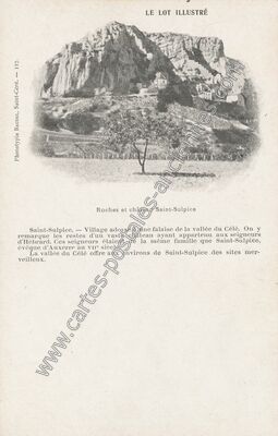 Carte postale ancienne Roches et château — Saint-Sulpice (Lot)