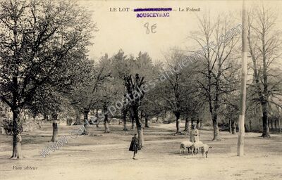 Carte postale ancienne Le Foirail — Sousceyrac (Lot)