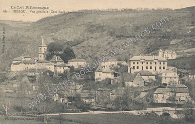 Carte postale ancienne Vue générale (Côté Sud) — Terrou (Lot)