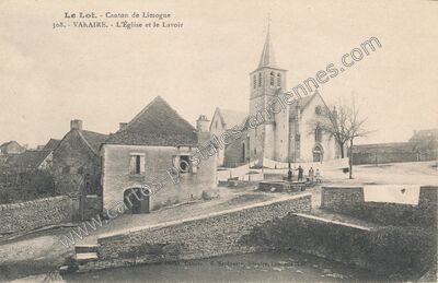 Carte postale ancienne L'Église et le Lavoir — Varaire (Lot)