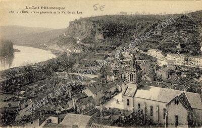 Carte postale ancienne Vue générale et la Vallée du Lot — Vers (Lot)