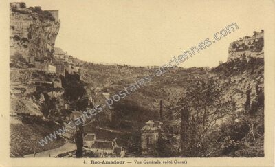 Carte postale ancienne Vue Générale (côté Ouest) — Rocamadour (Lot)