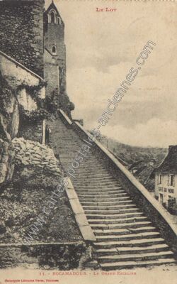 Carte postale ancienne Le Grand Escalier — Rocamadour (Lot)