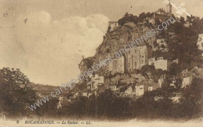 Carte postale ancienne Le Rocher — Rocamadour (Lot)