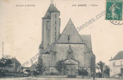 Carte postale ancienne L'Eglise — Assier (Lot)