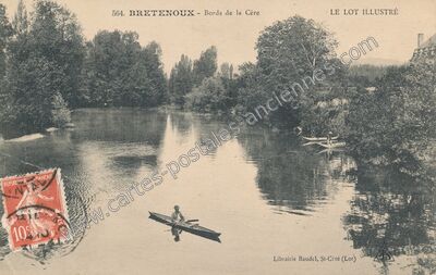Carte postale ancienne Bords de la Cère — Bretenoux (Lot)