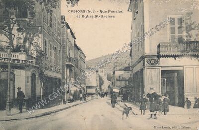 Carte postale ancienne Rue Fénelon et Eglise St-Ureisse — Cahors (Lot)