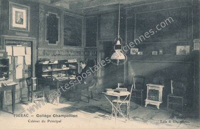 Carte postale ancienne Collège Champollion, Cabinet du Principal — Figeac (Lot)