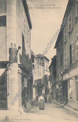 Carte postale ancienne Rue Gambetta — Figeac (Lot)