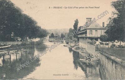 Carte postale ancienne Le Célé (Vue prise du Pont Neuf — Figeac (Lot)