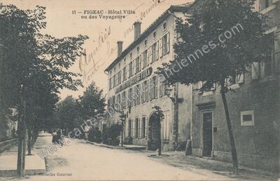 Carte postale ancienne Hôtel Villa ou des Voyageurs — Figeac (Lot)
