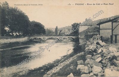 Carte postale ancienne Rives du Celé et Pont-Neuf — Figeac (Lot)