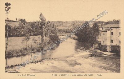 Carte postale ancienne Les Rives du Célé — Figeac (Lot)