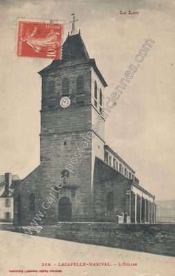Carte postale ancienne L'Église — Lacapelle-Marival (Lot)